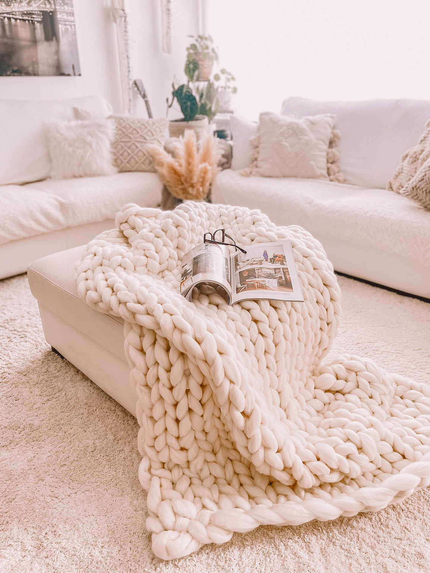 Merino wool blanket in coarse knit