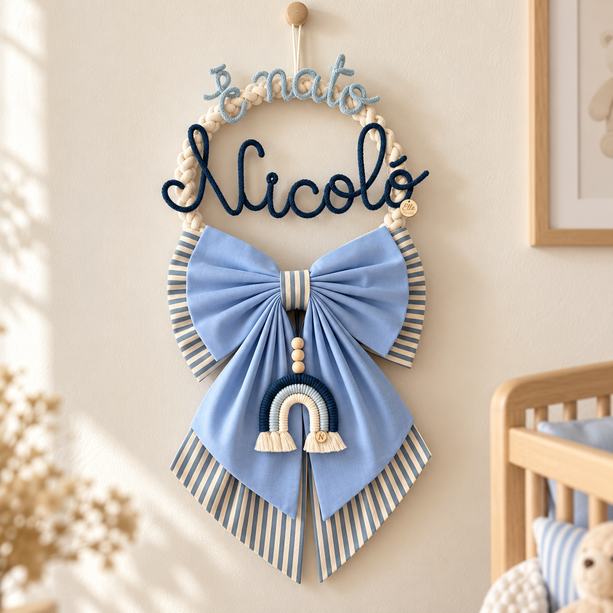 Fiocco Nascita Personalizzato Cassiopea in Macramè