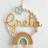 Fiocco Nascita Personalizzato Arcobaleno Iride in Macramè