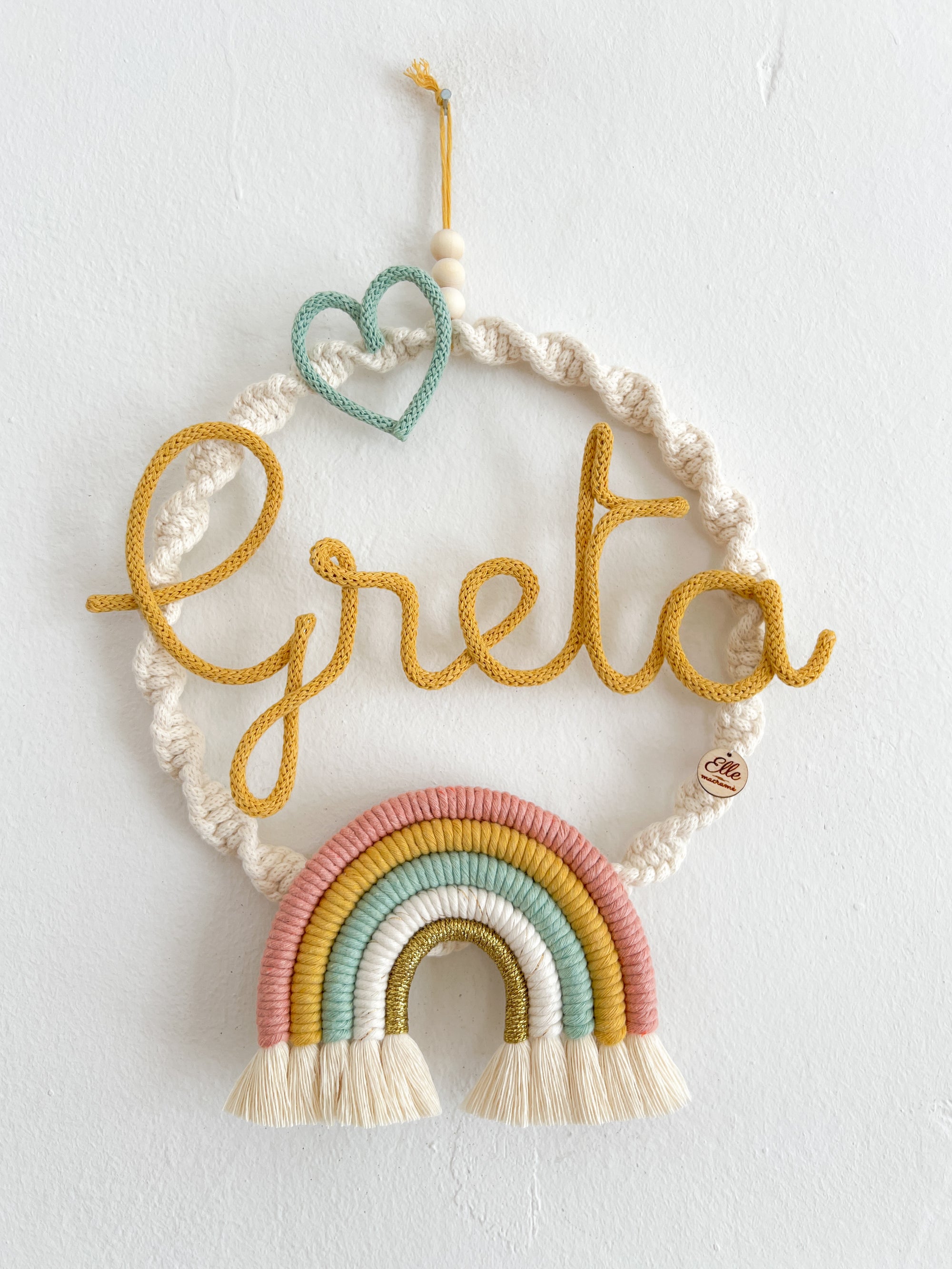 Fiocco Nascita Personalizzato Arcobaleno Iride in Macramè